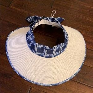 Tahari Blue & White Packable Sun Visor NEW W/ tags